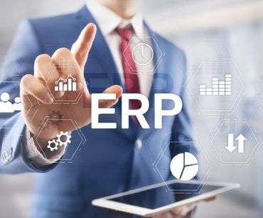 A man is pointing finger at ERP Software