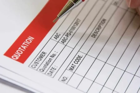 project management software Customer Quotation image writing on notepad